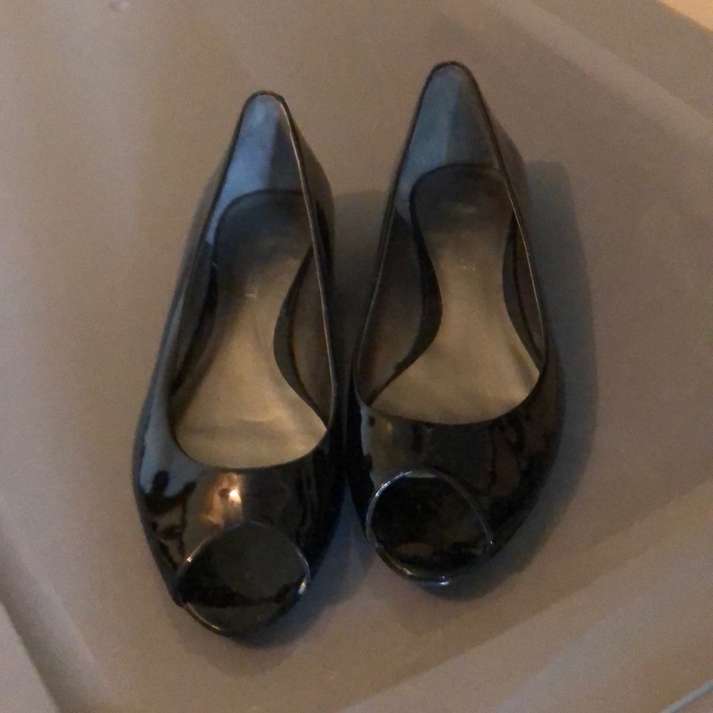 Black leather flats